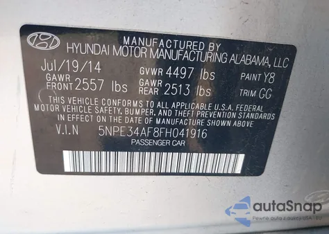 2015 Hyundai Sonata Limited from USA, damaged, VIN 5NPE34AF8FH041916